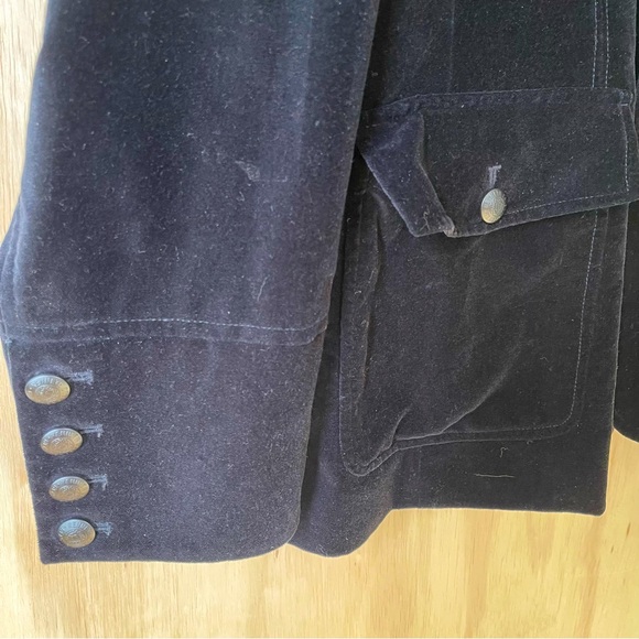 Kenneth Cole Reaction Black Velvet Military Style Men's Jacket w/ Epaulettes XL - Picture 4 of 10